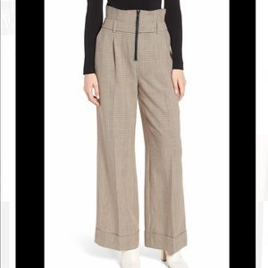 Plaid wide leg trousers